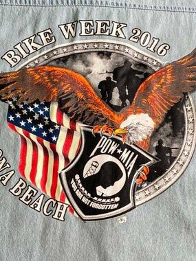 Bikerwear USA Denim Vest Shirt 2XL Bike Week 2016 Eagle Moto